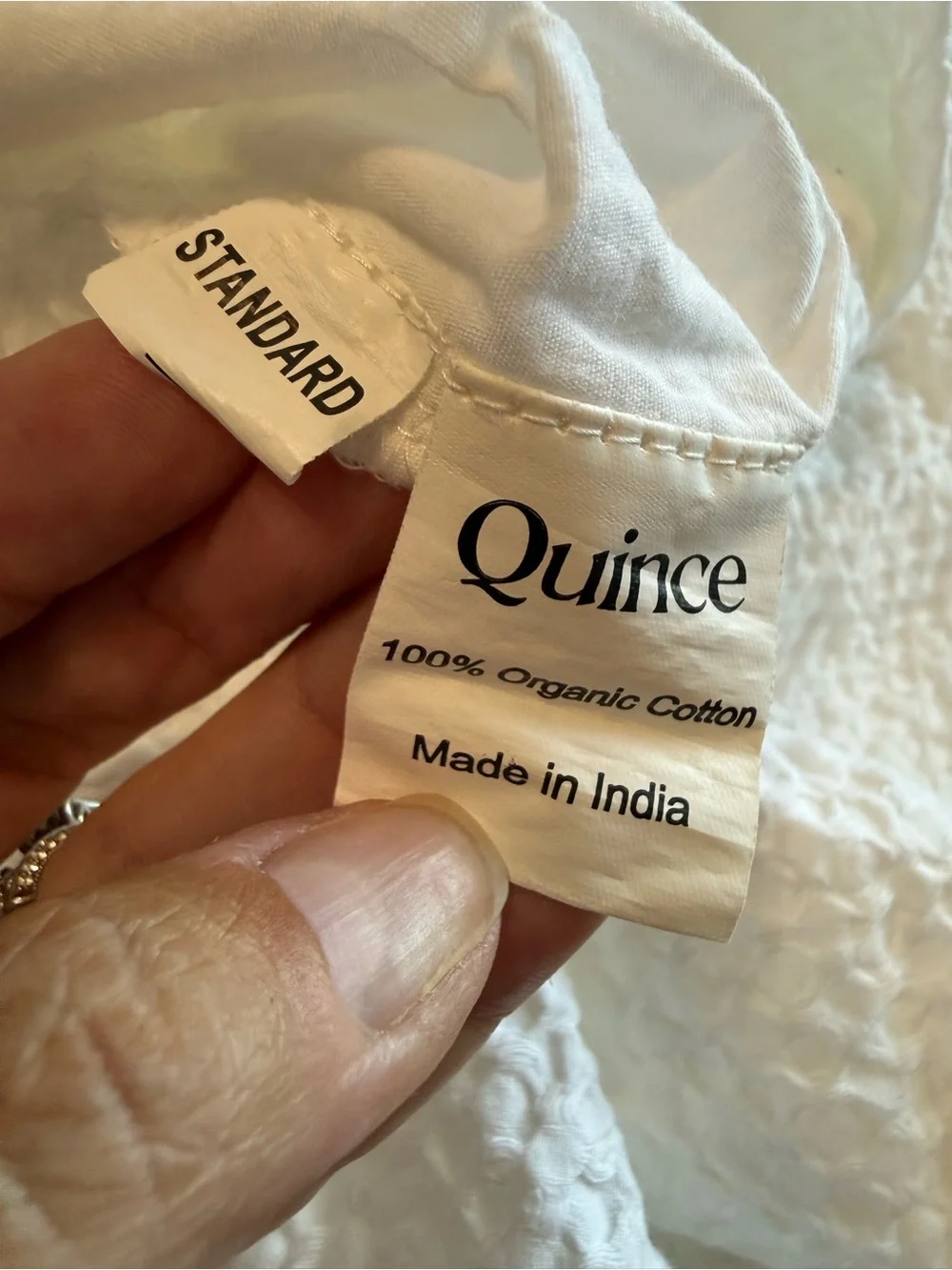 Quince White Organic Cotton Luxe Honeycomb Pillowcase Standard Size (1)